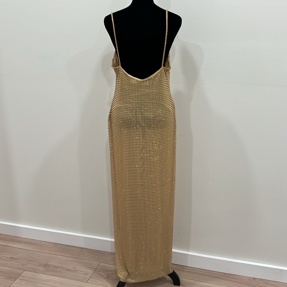 self-portrait YELLOW RHINESTONE MESH MIDI DRESS - Picture 8 of 14